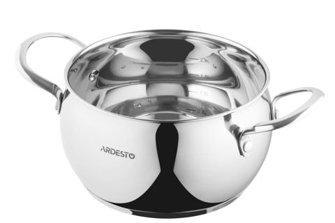 Qazan Ardesto Gemini Liguria AR4330GB, 3 l, 18 sm, paslanmayan polad, gümüşü — Bakı