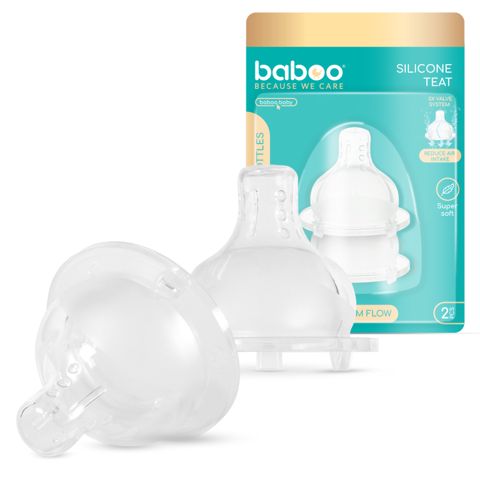 Baboo premium anti-kolik, 3 klapanlı texnologiyalı, enliboğaz silikon əmzik, qatı maye üçün, 6 ay+, 2 ədəd - 85709 — Bakı