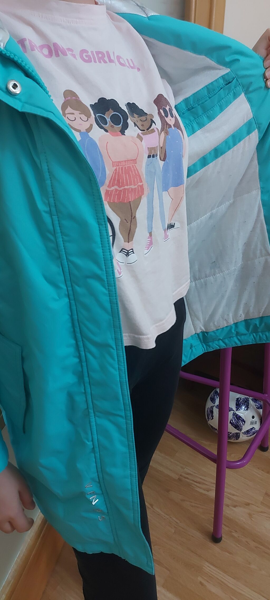 Uşaq üçün kapüşonlu qış/keçid mövsümü gödəkçəsi - Rəng: firuzəyi — Uşaq geyimi, Bakı (5)
