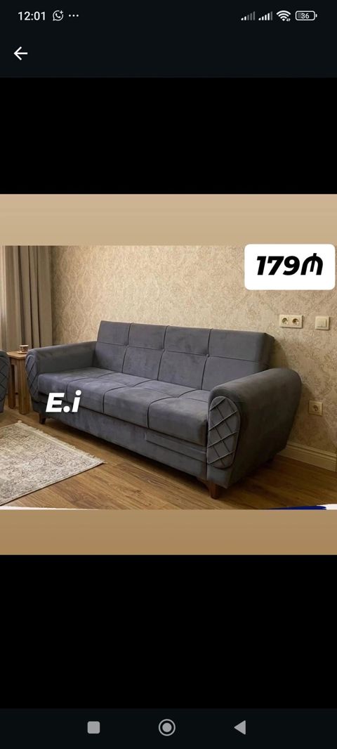 Modern dizaynlı 3 nəfərlik divan - Rəng: tünd boz - Material: yumşaq — Bakı