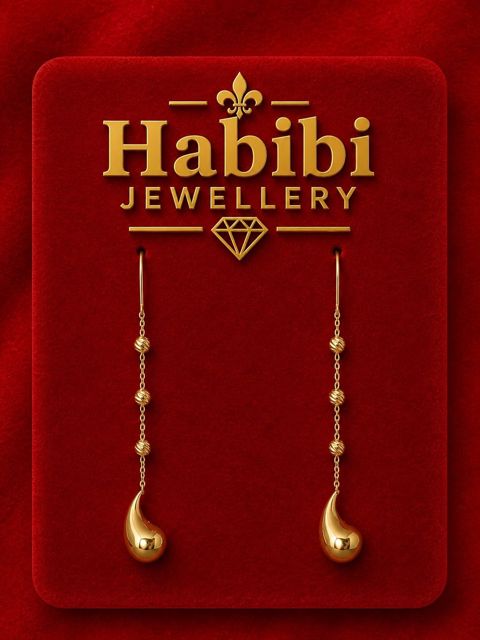 Zəncirli sırğalar Habibi Jewellery HJ366, qızıl 585 əyar — Bakı