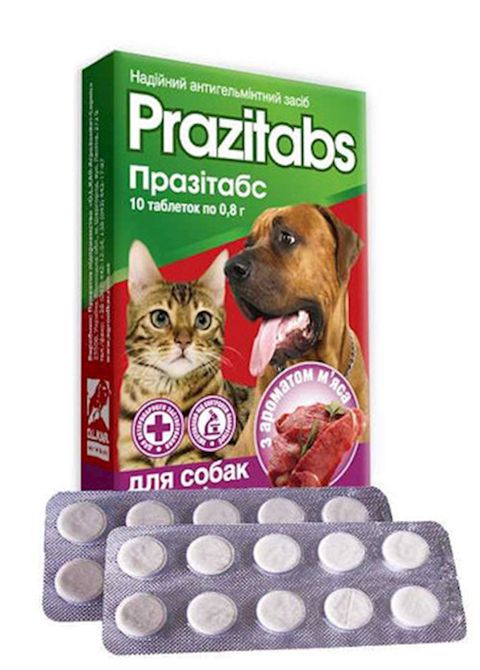 Tabletka Prazitabs O.l.kar Antigelmint pişiklər və itlər üçün, ət ətirli, 10 əd — Bakı