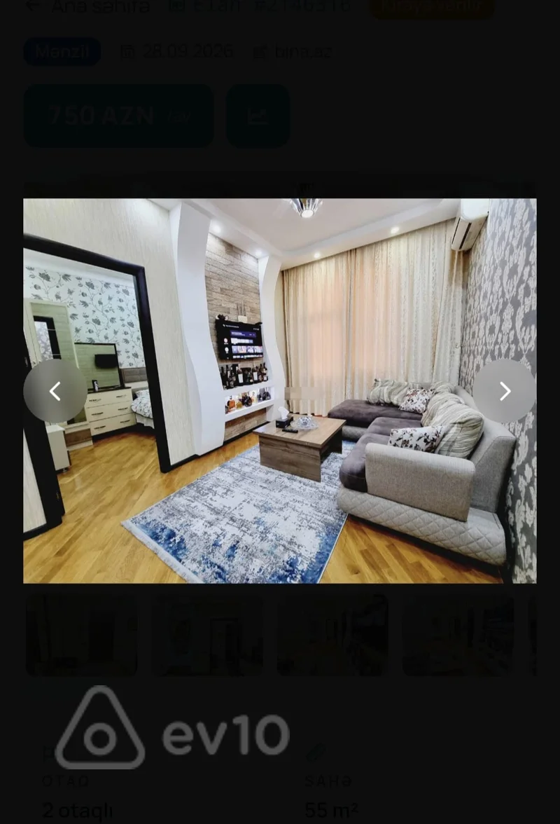 2 otaqlı mənzil, 55 m², Hüseyn Seyidzadə küçəsi — kirayə — Mənzil, Bakı (4)