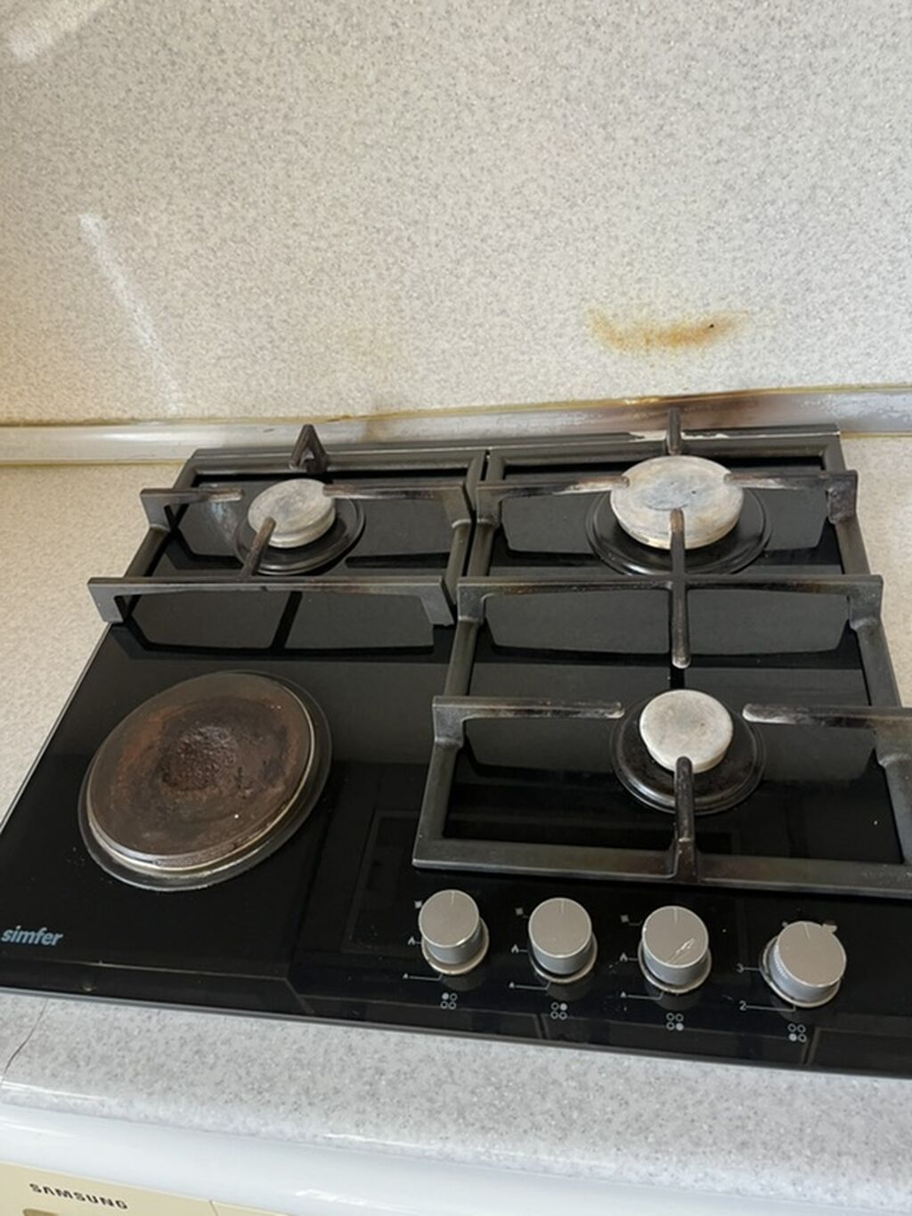 Simfer qarışıq tipli bişirmə paneli — 60 sm - 4 qaz ocağı + 1 — Plitələr, Qobu