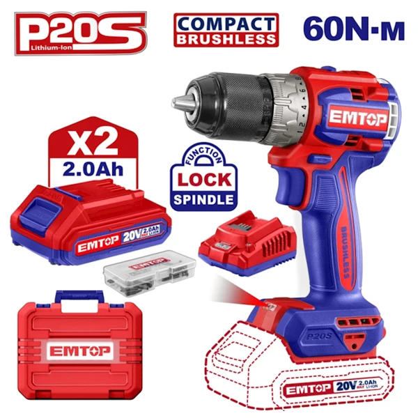 Compact Brushless Cordless Drill ECDL20602 — OnMaster — Təmir və tikinti