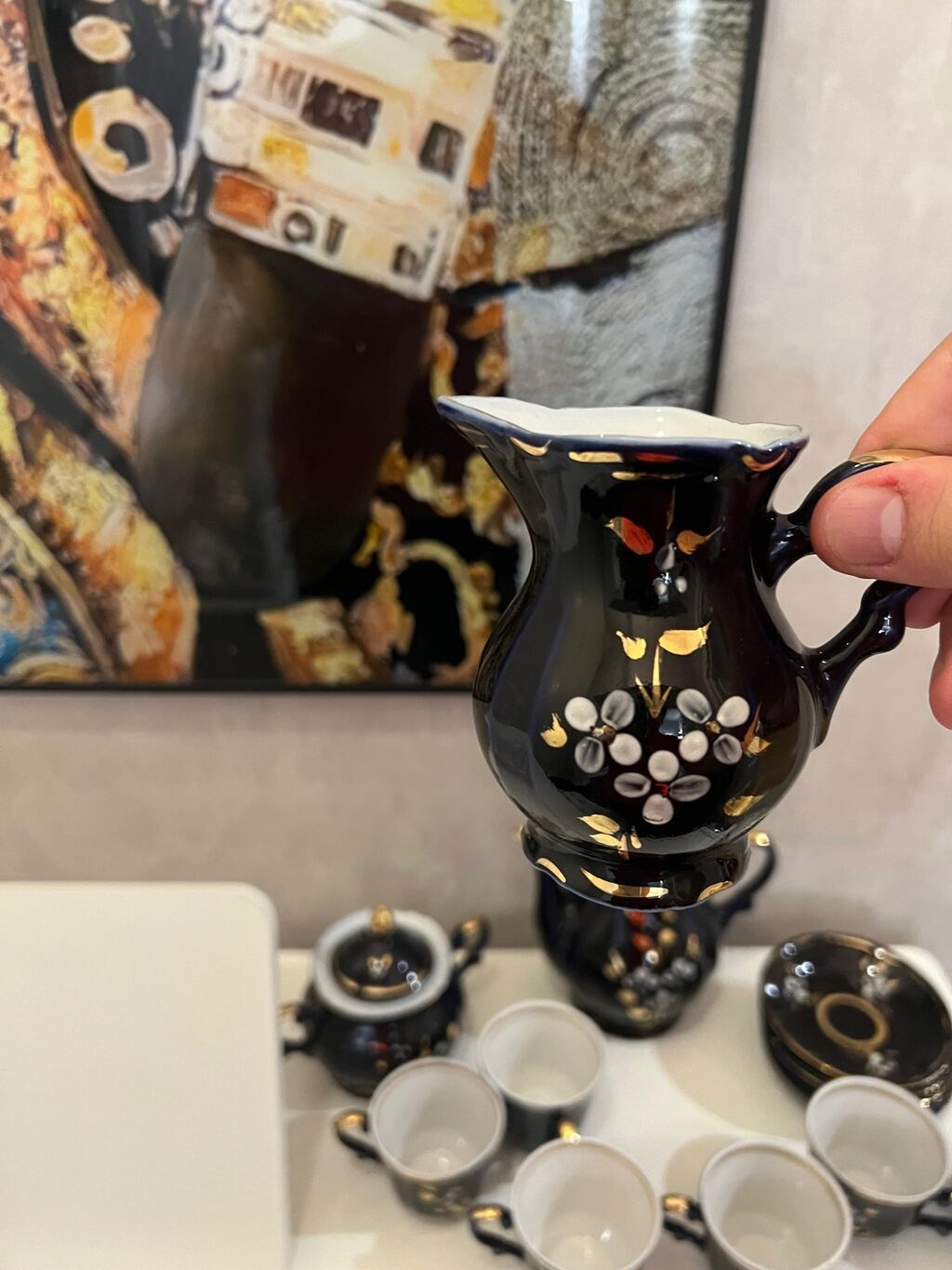 Çay dəsti, rəng - Qara, Farfor — Süfrə qabı, Bakı (8)