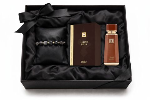 Hədiyyə dəsti ətir suyu uniseks Lattafa Perfumes Badee Al Oud Oud for Glory 100 ml, universal qolbaq 10 qızıl muncuqlar ilə, qızıl 585 əyar — Bakı