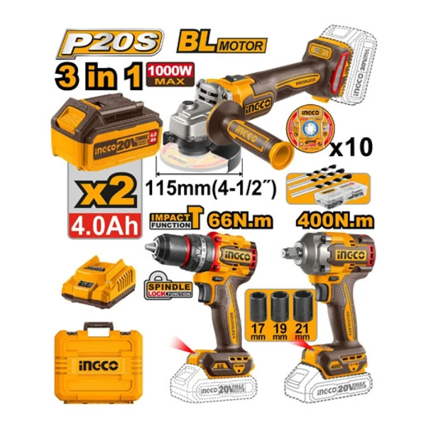 Ingco batareykalı alət dəsti 3-Lİ COSLI241291 — Bakı