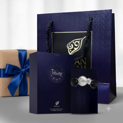 Afnan Tribute Blue uniseks ətir suyu 100 ml, hədiyyəlik bağlamada — Bakı
