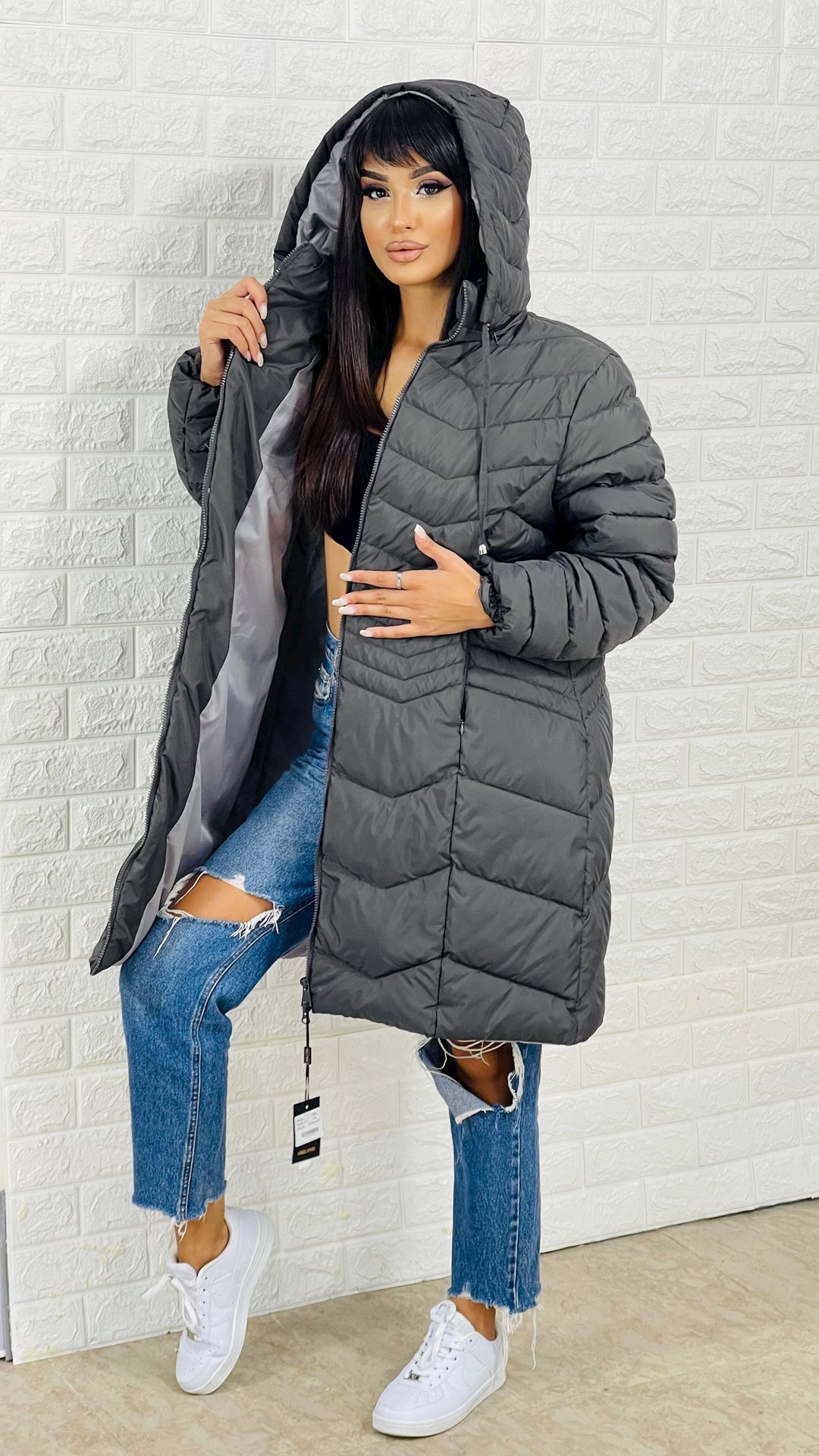 Qadınlar üçün qış gödəkçəsi mir_70800, boz, polyester, ölçü 48 (1435-70800-tb-xxxxl) — Mallar, Bakı (3)