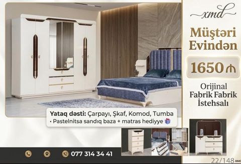 Yataq dəsti – orijinal fabrik istehsalı Tərkib: - Çarpayı (pastelnitsa — Bakı