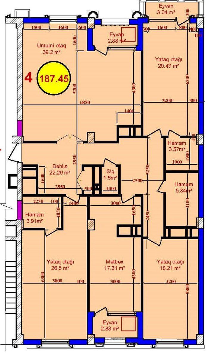Satılır 4 otaqlı yeni tikili 187.5 m² — Mənzil, Bakı (2)