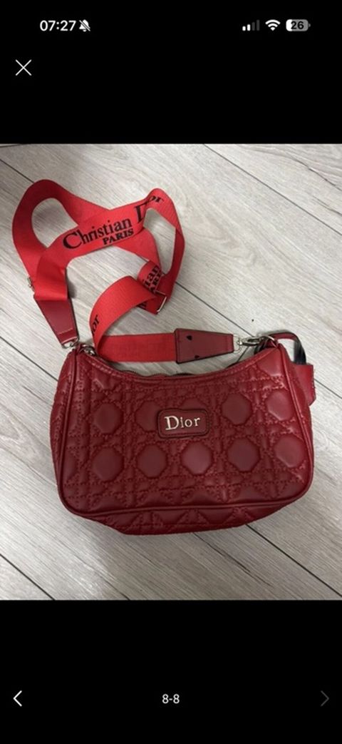 Qırmızı çiyin/çapraz çanta – Dior loqolu - Material: quilted tekstura — Bakı