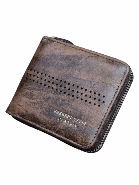Kişilər üçün pul kisəsi, poliuretan, 12x10 sm, 5 kart bölməsi, qəhvəyi, Çin istehsalı - Boershi_186-1_Brown — Bakı