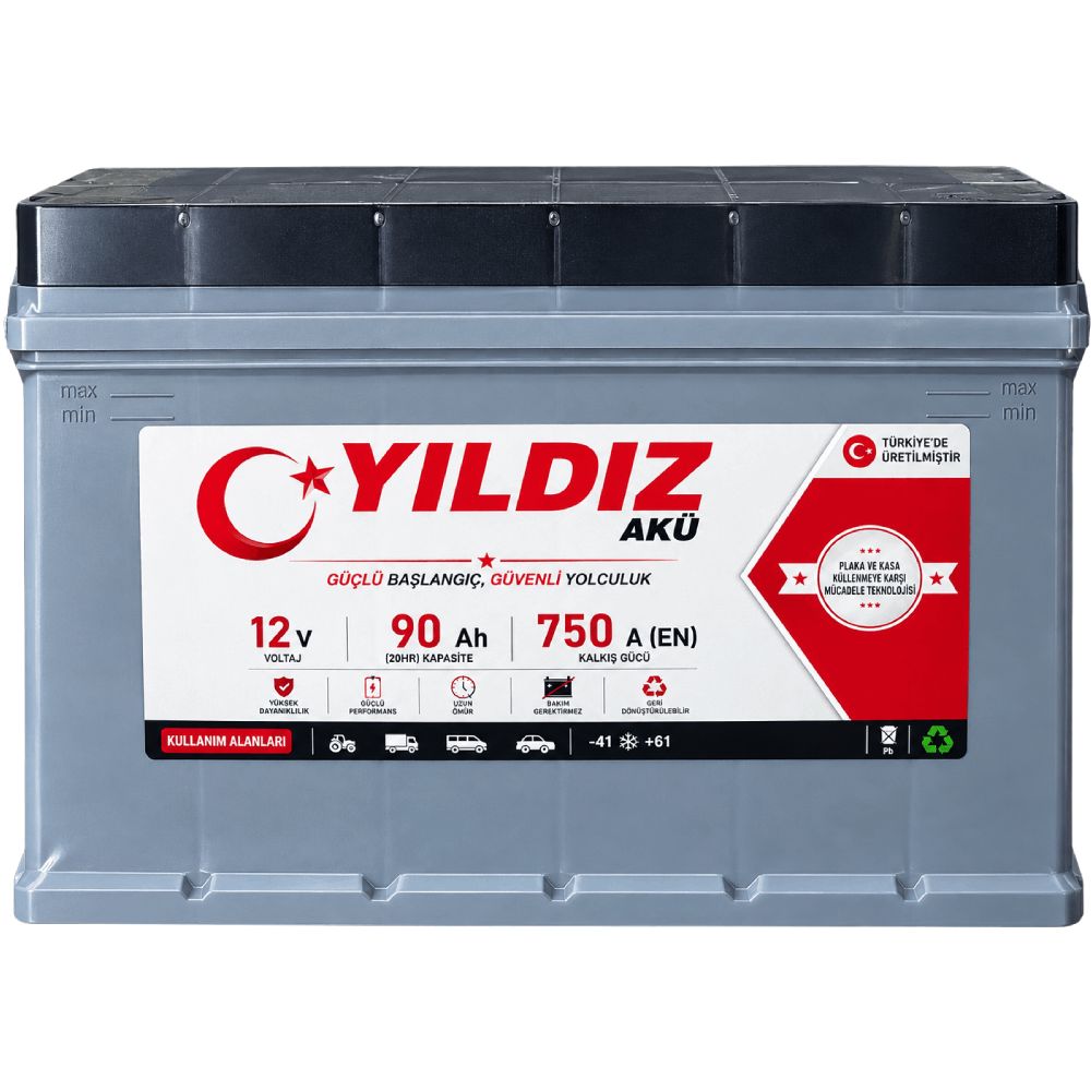 Avtomobil üçün akkumulyator Yıldız 90AH-750 SAE — Akkumulyatorlar, Bakı