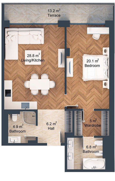 Satılır 2 otaqlı yeni tikili 101.9 m² — Mənzil, Bakı (8)