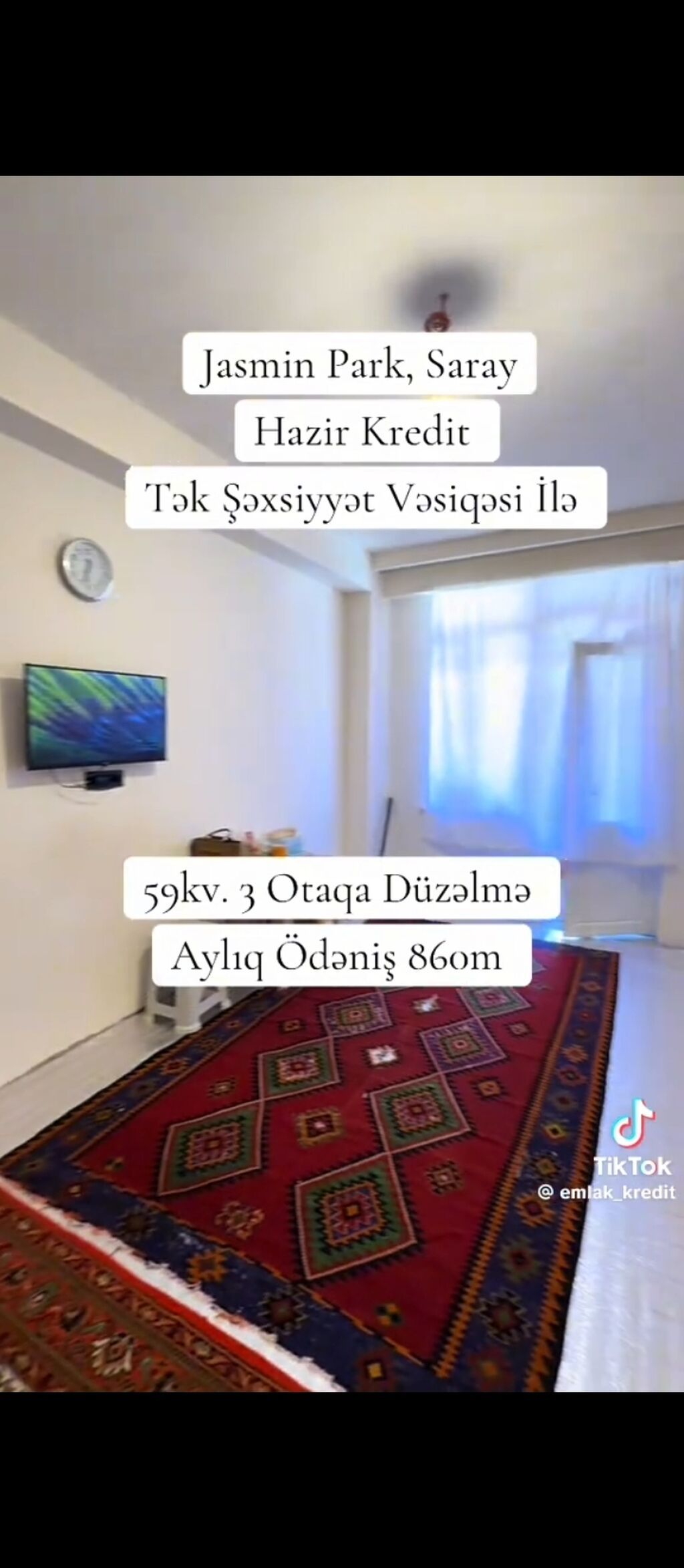 3 otaqlı, Yeni tikili, 60 kv. m — Mənzil, Saray (6)