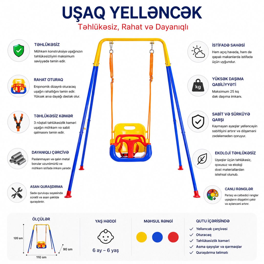 Uşaq yelləncəyi, 1-4 yaş, sarı/göy — Mallar, Bakı (2)