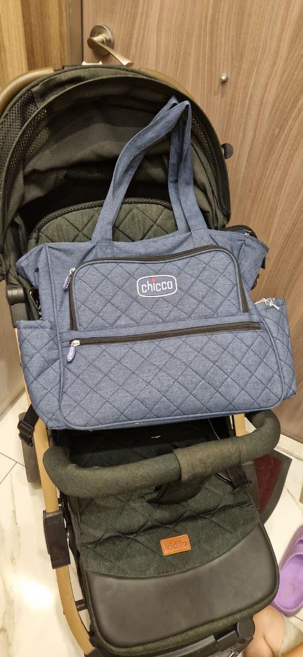 Kidilo brendinin uşaq arabası + Chicco ana-uşaq çantası dəsti — Arabalalar, Bakı