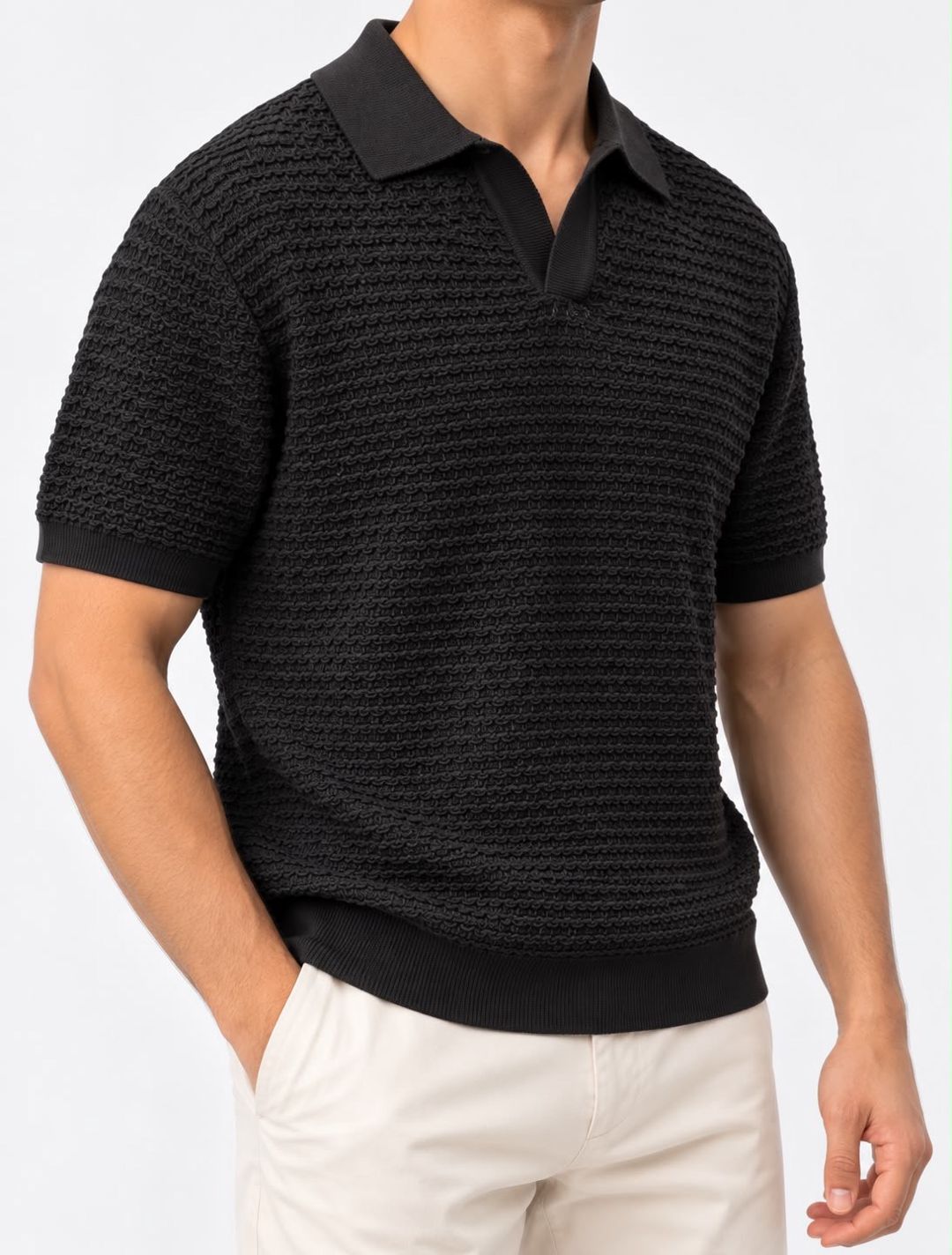 Kişilər üçün qısaqollu polo 14039776, qara, pambıq, ölçü XL — Mallar, Bakı (3)