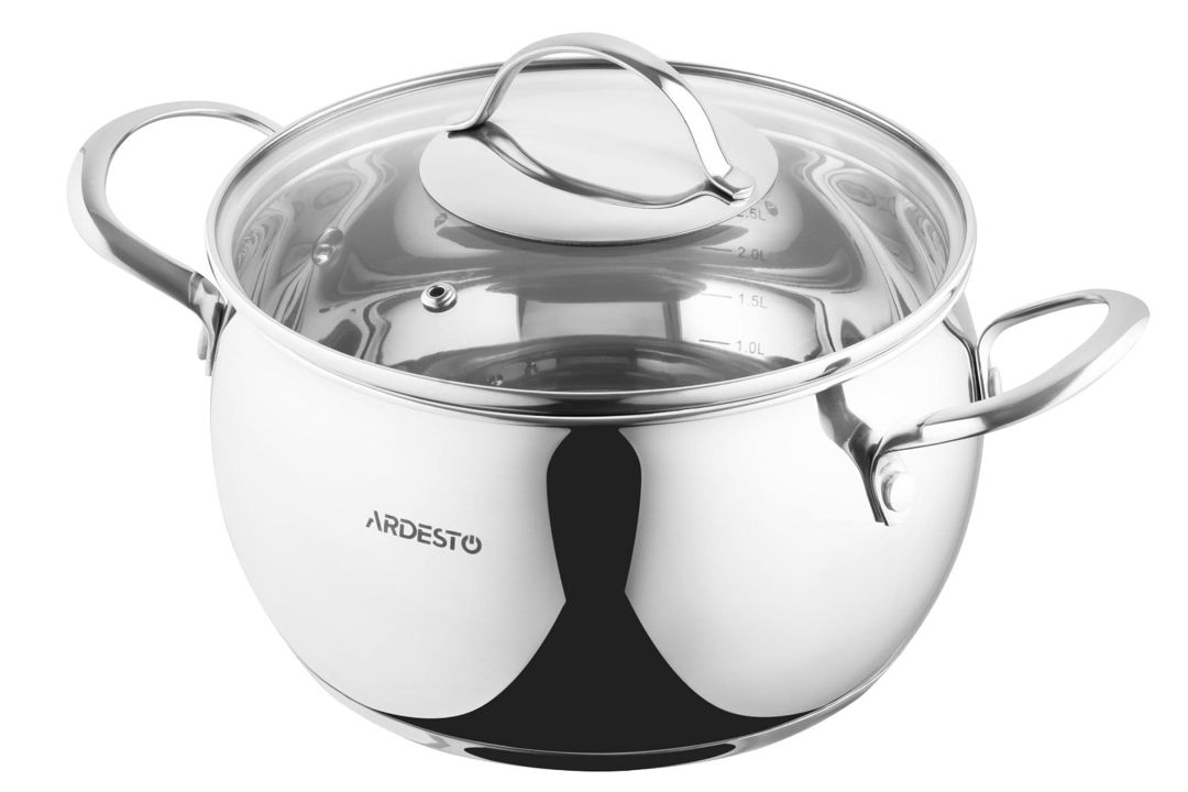 Qazan Ardesto Gemini Liguria AR4340GB, 4 l, 20 sm, paslanmayan polad, gümüşü — Mallar, Bakı (2)