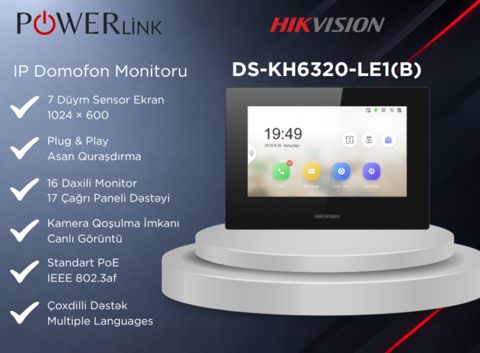 Hikvision DS-KH6320-LE1(B) 7 Düym Sensor IP Video Domofon Monitoru (Qara) — Bakı