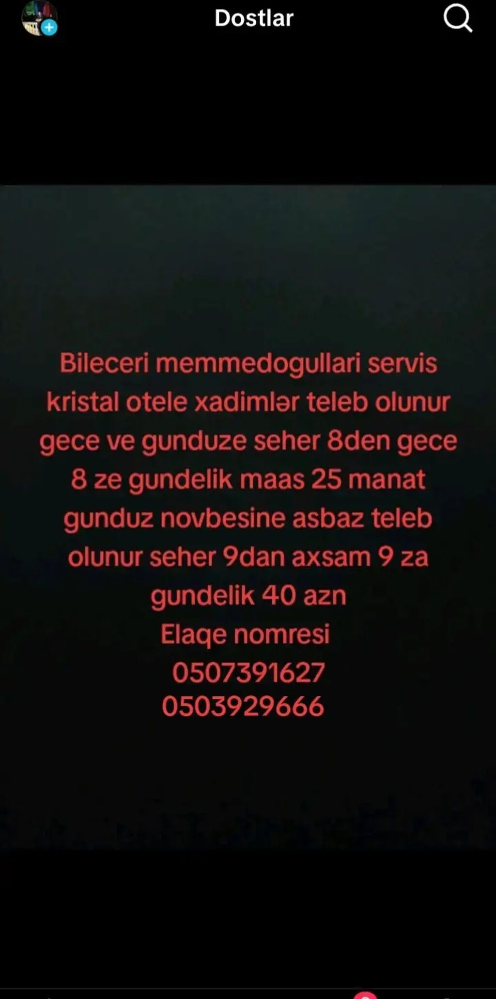 Vakansiya: Kristal otel üçün işçi və aşpaz - Yer: Biləcəri — Restoranlar, Turizm, Bakı
