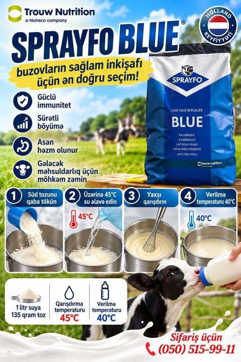 Sprafyo Blue – buzov süd əvəzedicisi/quru süd/buzov üçun quru — 156 ₼ · Zaqatala · Heyvan yeməyi Sprafyo Blue – buzov süd əvəzedicisi/quru süd/buzov üçun quru — Zaqatala