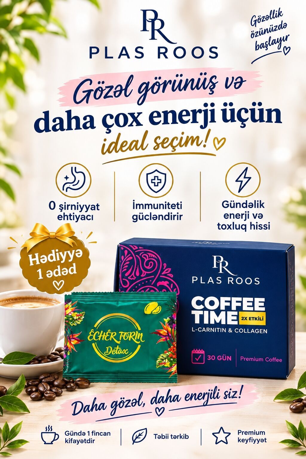 Plas Roos Coffee Time – 2X Effektli Premium Qəhvə Günə enerjili — Qida məhsulları, Bakı