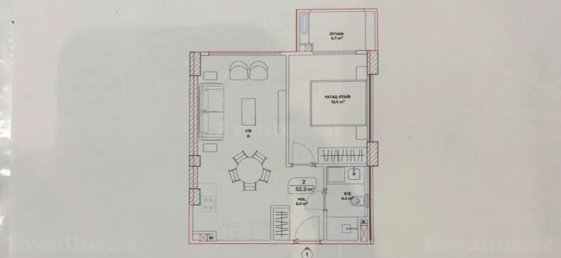 Satılır 2 otaqlı Mənzil Yeni tikili 52.3 m² Bakı, Suraxanı r., Zığ — Mənzil, Bakı (2)