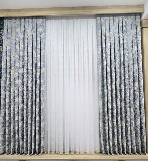 Pərdələr, poliester/neylon/velür, mavi, 300x300 sm — Bakı