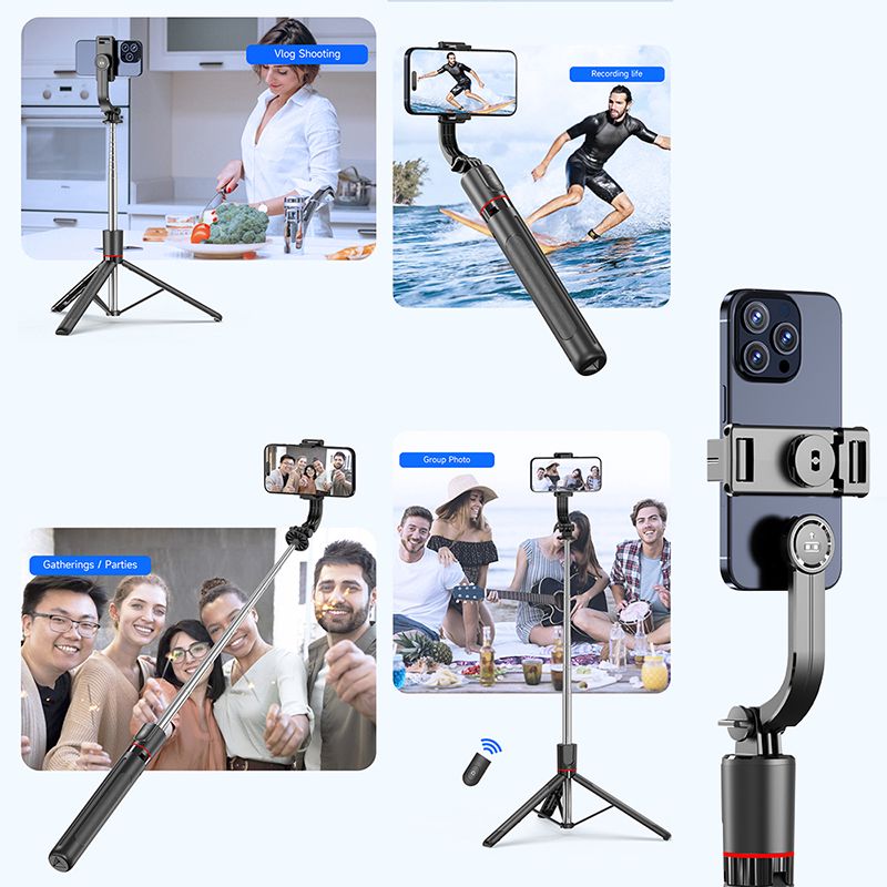 F15 Qatlanan Portativ Mini Çıxarıla Bilən Telefon Klipi Simsiz Kamera Selfi Çubuğu 1717mm 6 Bölməli Teleskopik Dönən Paslanmayan Polad — Telefonlar və qadjetlər, Bakı (4)