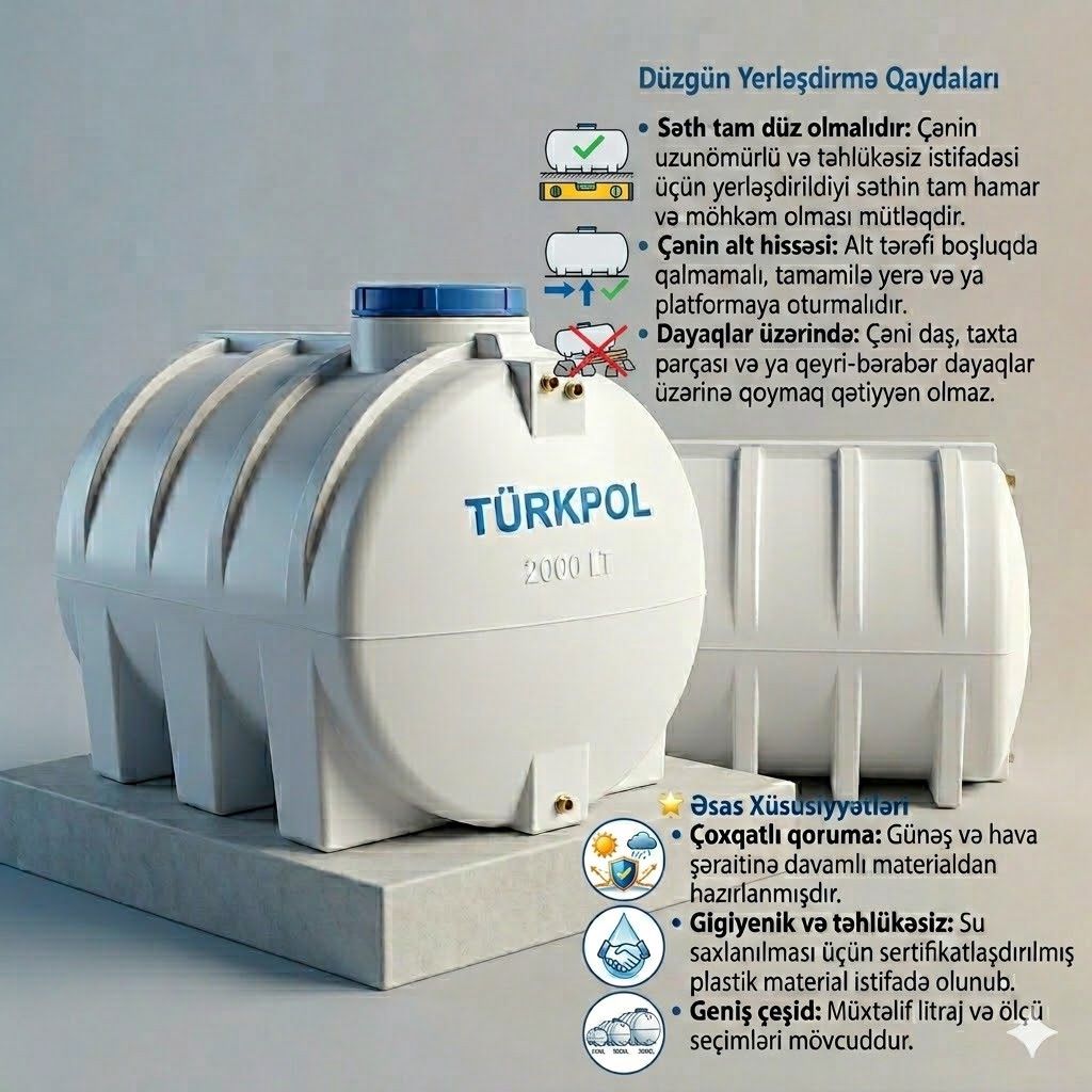 Çən, polietilen, ağ, 500 l — Mallar, Bakı (2)