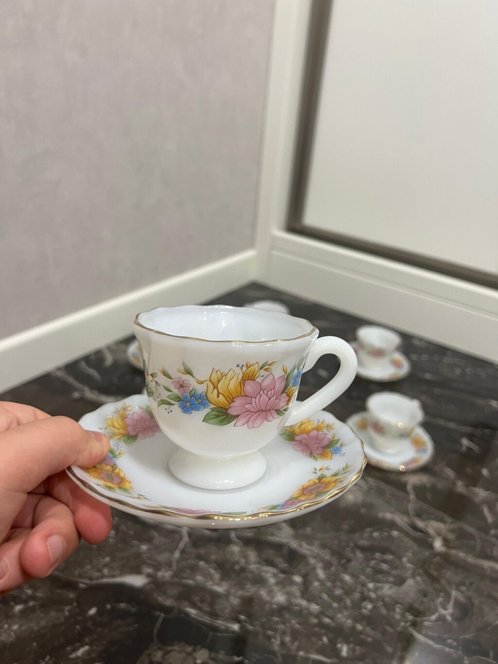 Çay dəsti, rəng - Ağ, Farfor — Süfrə qabı, Bakı (2)
