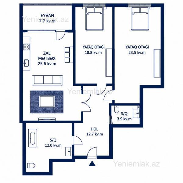 Satılır 3 otaqlı Bina evi menzil (Yeni tikili), 105 m², Xətai rayonu — Mənzil, Bakı (6)