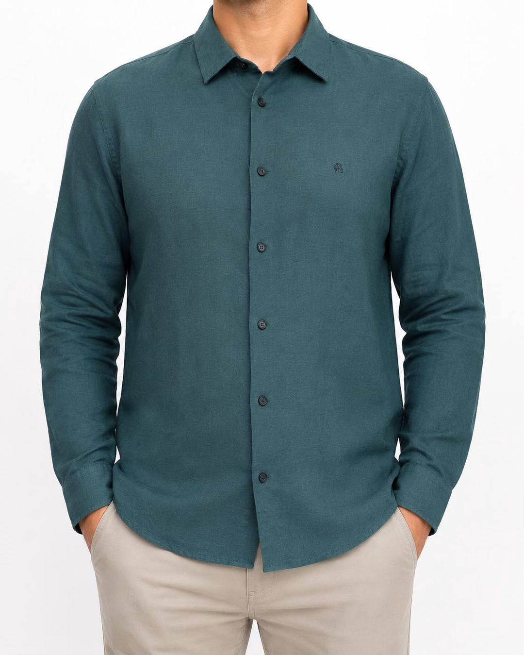 Kişi Kətan Köynək Tünd Yaşıl XL M-453 — Mallar, Bakı