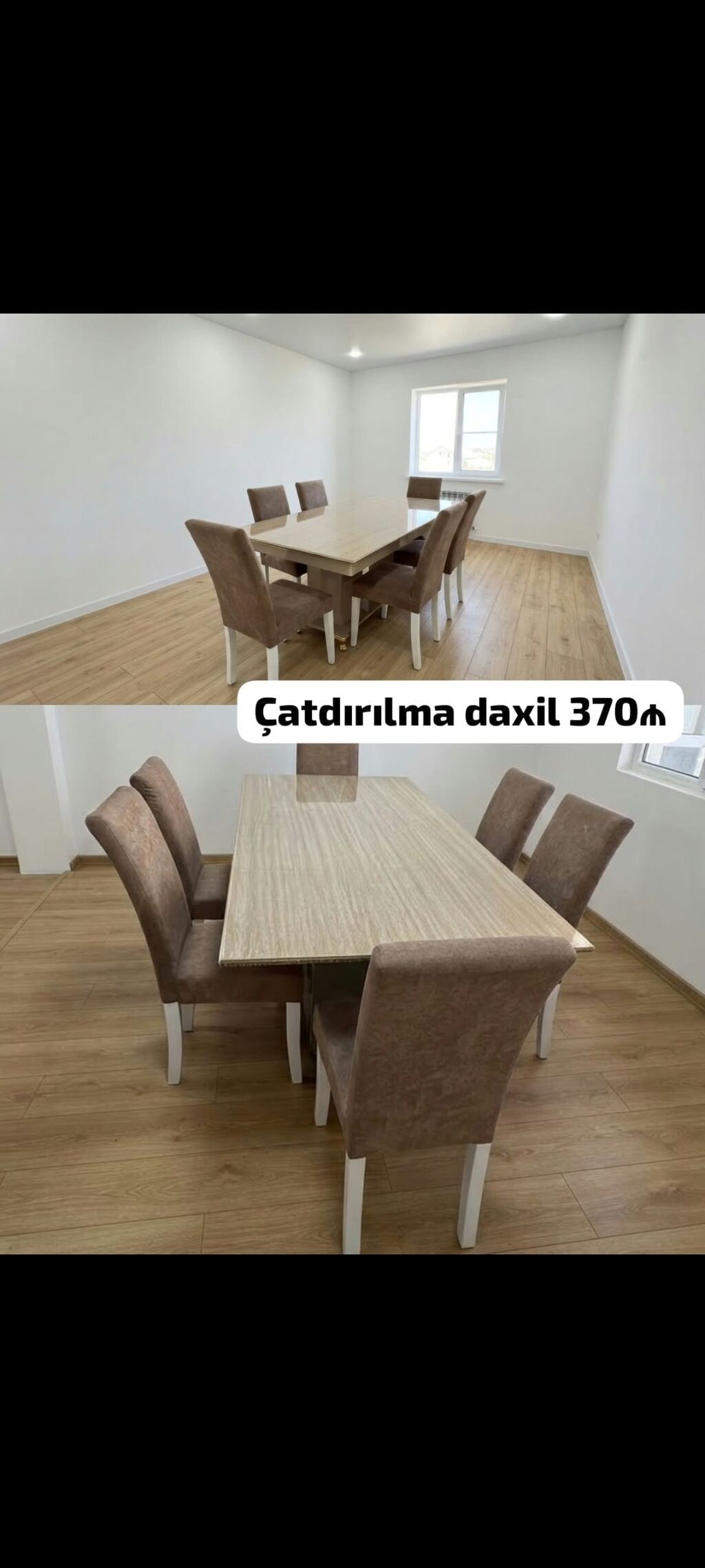 Qonaq otağı üçün, İşlənmiş, Dördbucaq masa, 6 stul — Masalar və stullar, Bakı