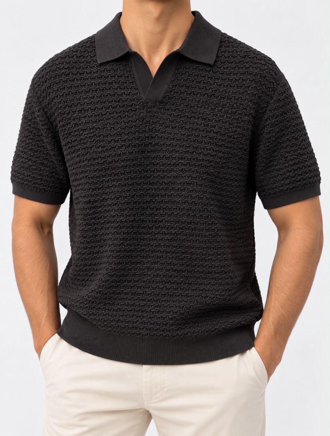 Kişilər üçün qısaqollu polo 14039776, qara, pambıq, ölçü XL — Mallar, Bakı