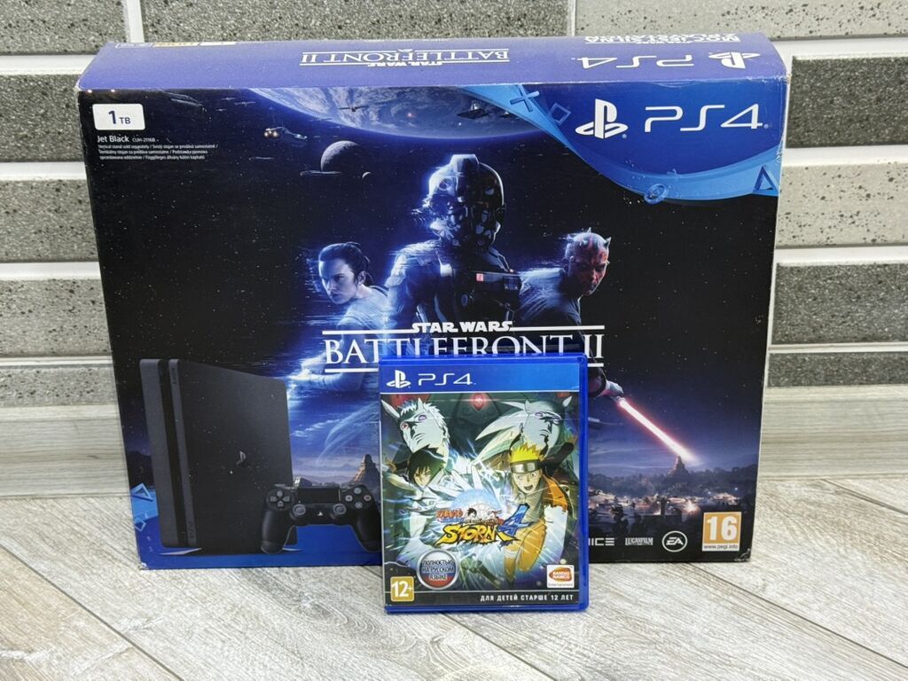 PS4 Slim 1TB (Jet Black) – Star Wars Battlefront II tematik qutulu — Oyun konsolları, Qobu (2)