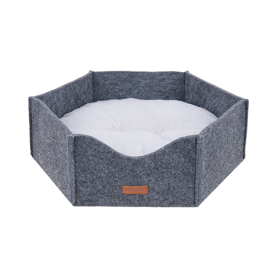 İtlər üçün taxt Amiplay Hygge 2in1 S, 45x39x15 sm, oval, polyester, boz — Mallar, Bakı (2)