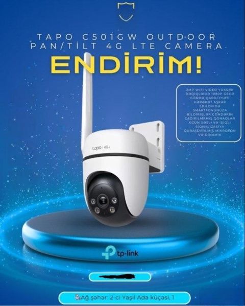 Kamera "TP-Link Tapo C501GW 4G LTE Evinizi və iş yerinizi 7/24 — Bakı