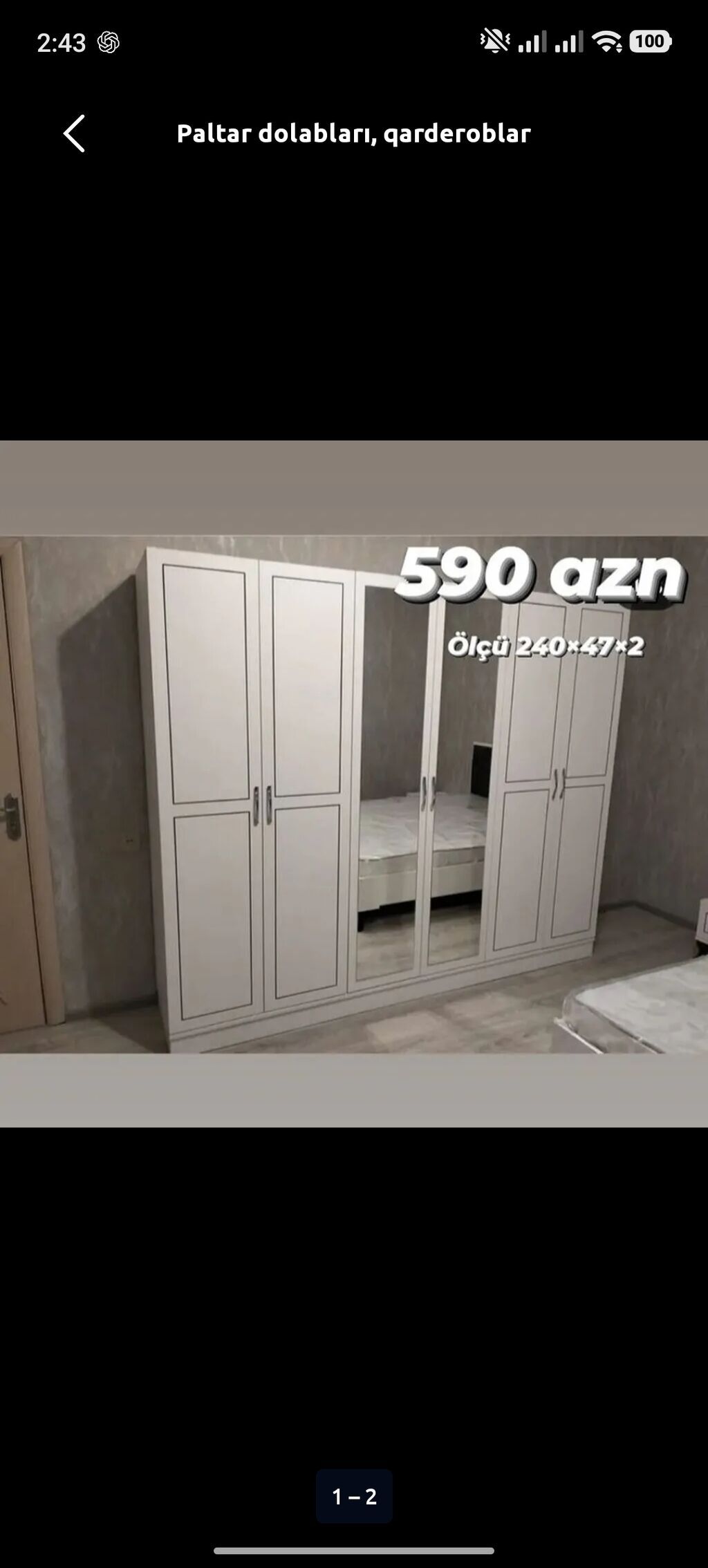 Yeni, 6 qapı, Güzgülü, Ağ, Açılan, Düz dolab — Şkaflar, Digah