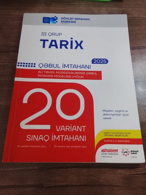 Tarix Qəbul İmtahanı 2025” (III qrup) sınaq toplusu 20 sınaq — Bakı