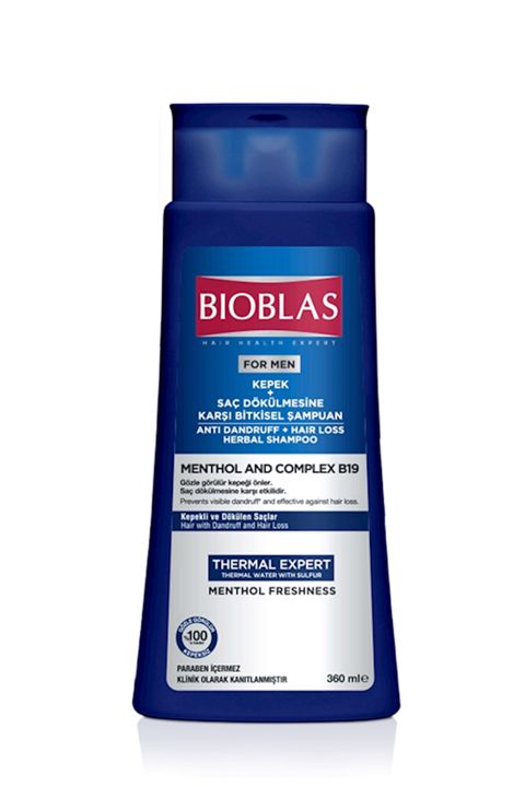Şampun Bioblas For Men Menthol and Complex B19 kəpəyə və saç tökülməsinə qarşı, 360 ml — Bakı