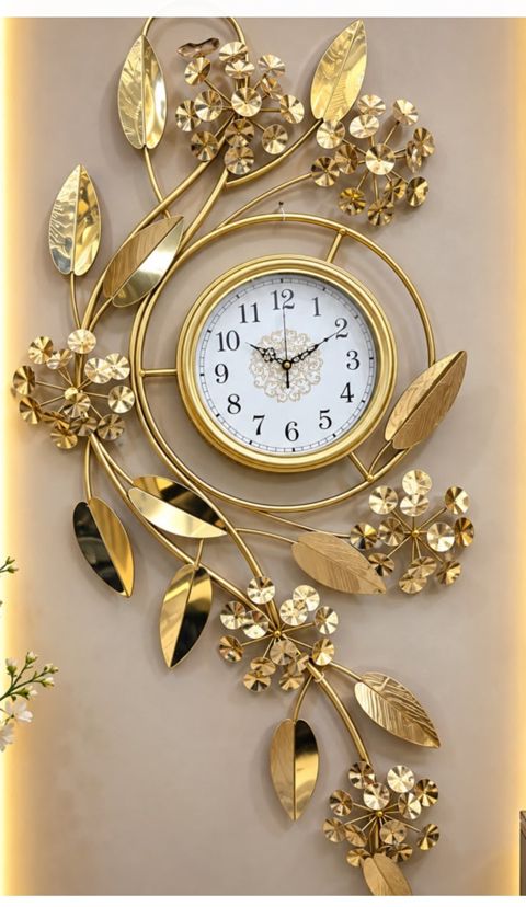 Divar saatı QE032, qızılı — Bakı