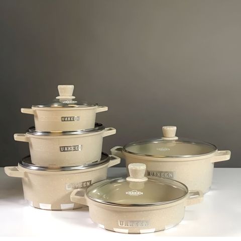 Qab-qacaq dəsti Uakeen UU-KK-003, 10 parça, qapaqları ilə, bej — Bakı