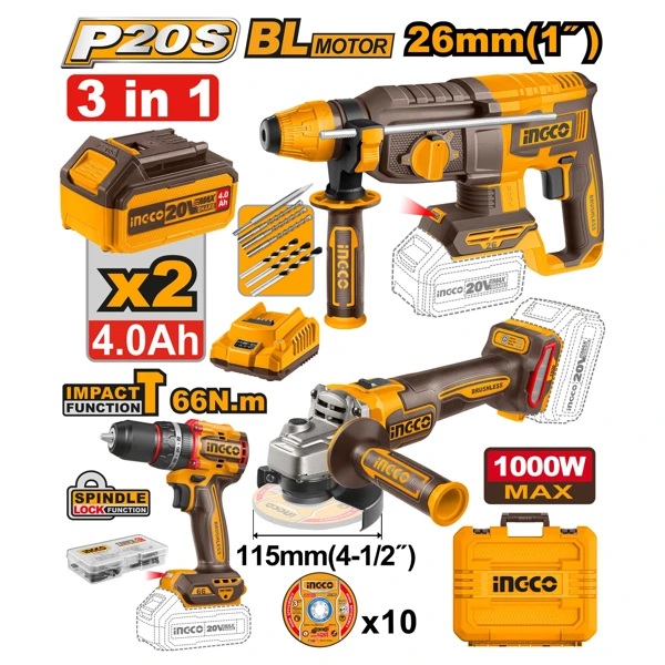 Ingco batareykalı alət dəsti 3-Lİ COSLI241198 — Bakı