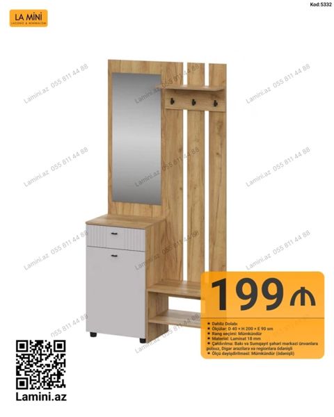 Dəhliz dolabı – LA Mını Xüsusiyyətlər: - Ölçülər: D 40 H 200 E 90 — Bakı