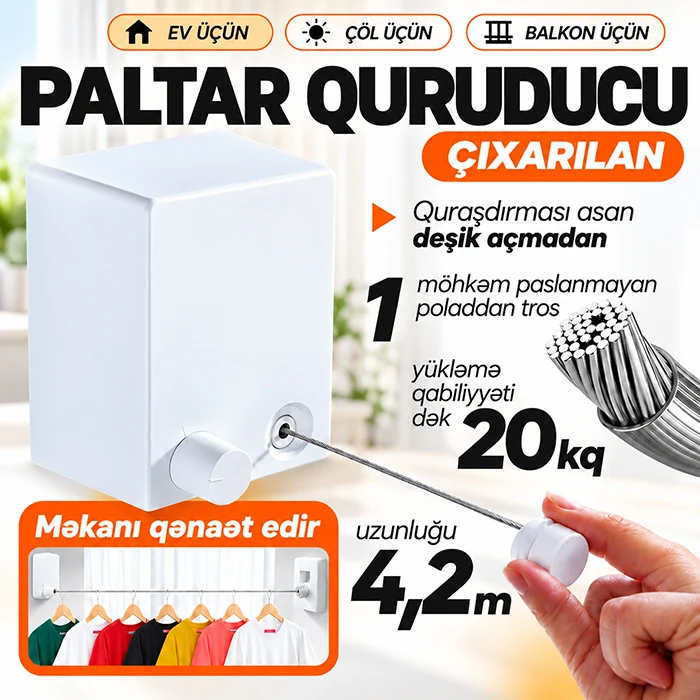 Ağıllı çıxarılan paltar quruducusu: Evinizdə maksimum boş məkan — Bakı