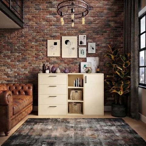 Komod MB 37, laminat, 140x90x40 sm, bej — Bakı